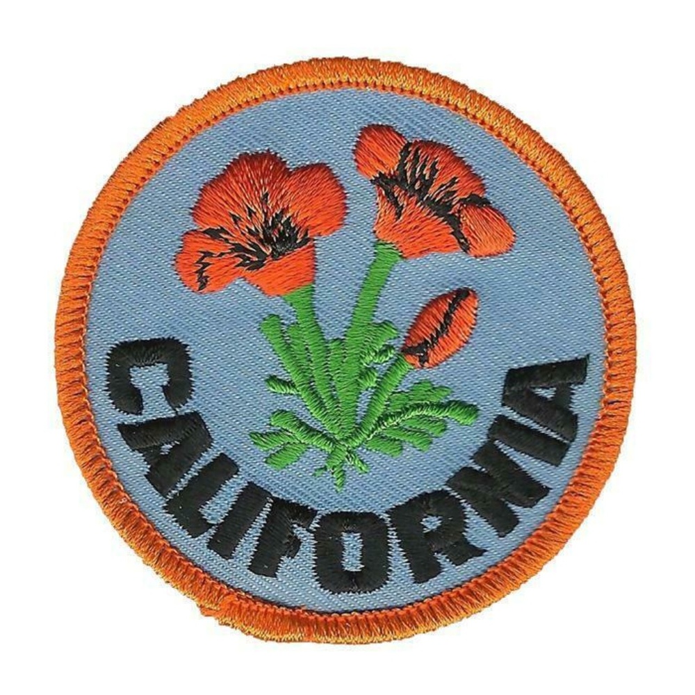 California Poppy State Flower Patch Iron On Orange